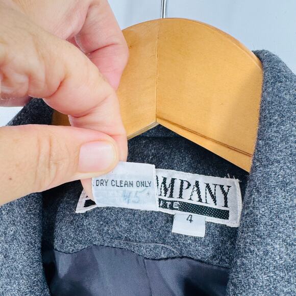 Vintage SK & Company Wool Blend Blazer Gray 2-Button Jacket Size 4P Minimalist - Picture 4 of 8